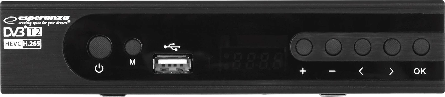 Resiver me telekomandë Esperanza EV106P, DVB-T2, i zi