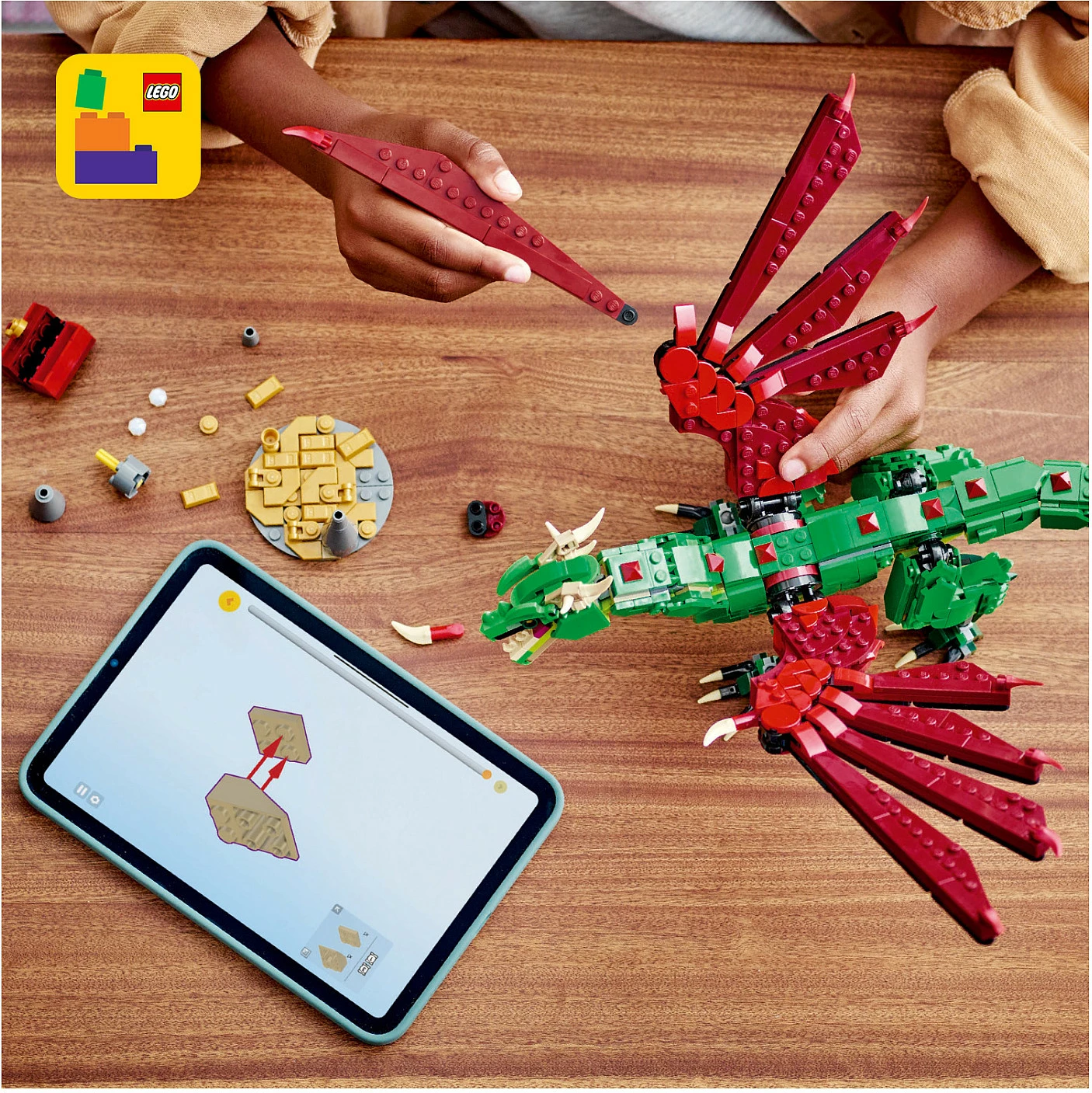 Set ndërtimi LEGO Creator Green Dragon 31161, shumëngjyrësh