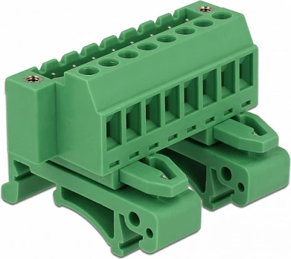Bllok terminali DeLOCK 65940, 8 pika lidhjeje, DIN rail, AWG 24-12, i gjelbër