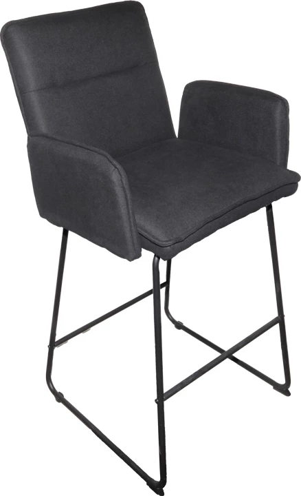 Karrige për bar Essential, set prej 4 copë, material pëlhurë e zezë, këmbë metalike të zeza, 57x64.5x107cm