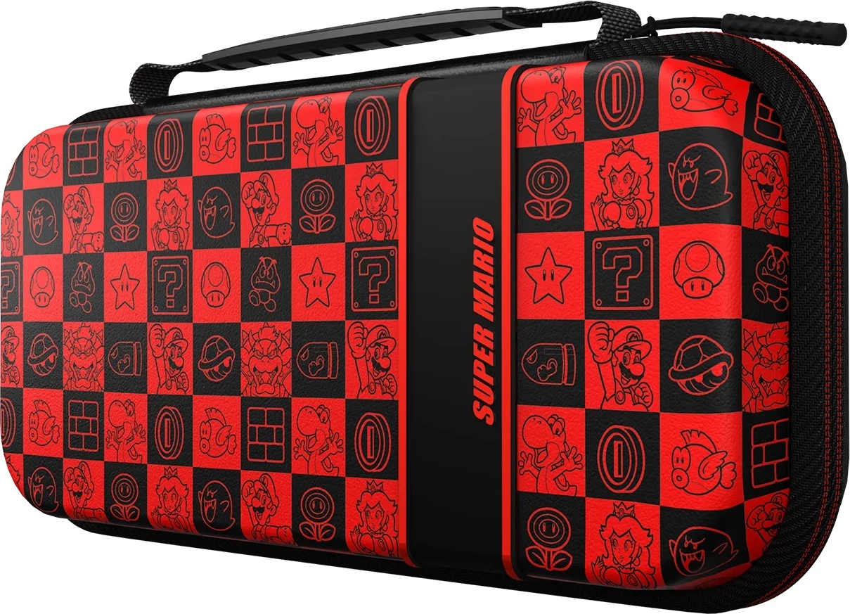 Kuti udhëtimi për Nintendo Switch PDP Switch Travel Case Plus Mario Icon Glow in the Dark, e kuqe/zezë