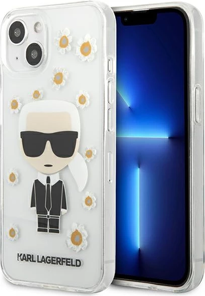Mbështjellës Karl Lagerfeld KLHCP13SHFLT për iPhone 13 mini 5.4", Flower Ikonik Karl, Transparent