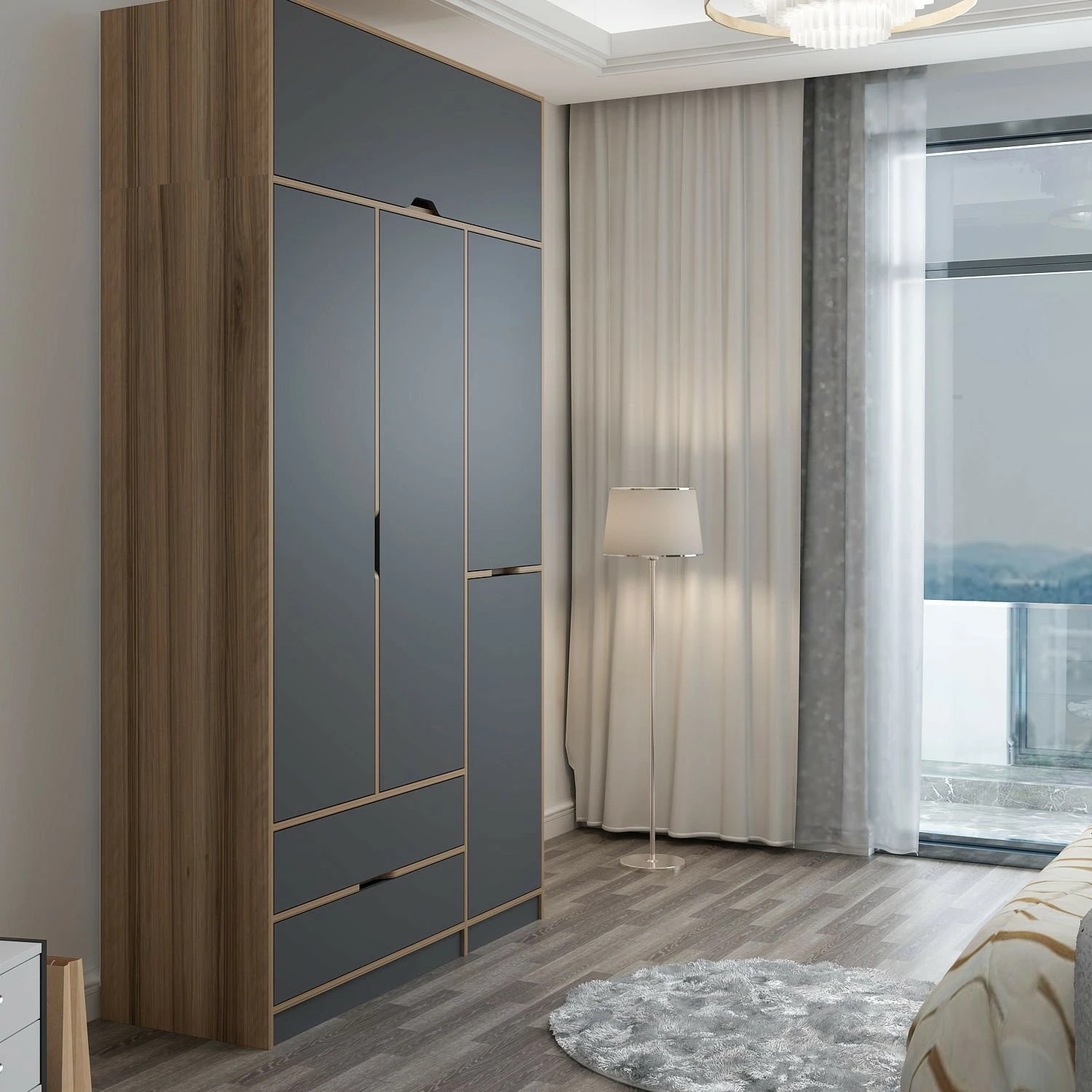 Dollap Skye Decor, Elina, anthracite-dore, 140x253x52cm
