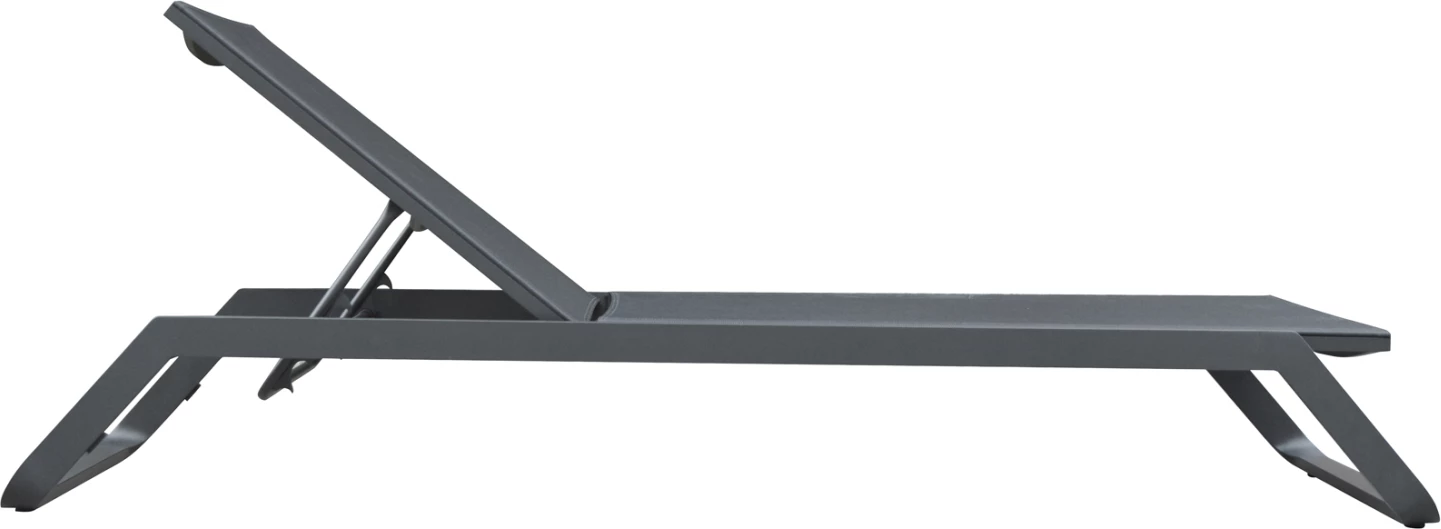 Shezlong MARIMAR, kornizë alumini, tekstilene gri, 218x67x31cm