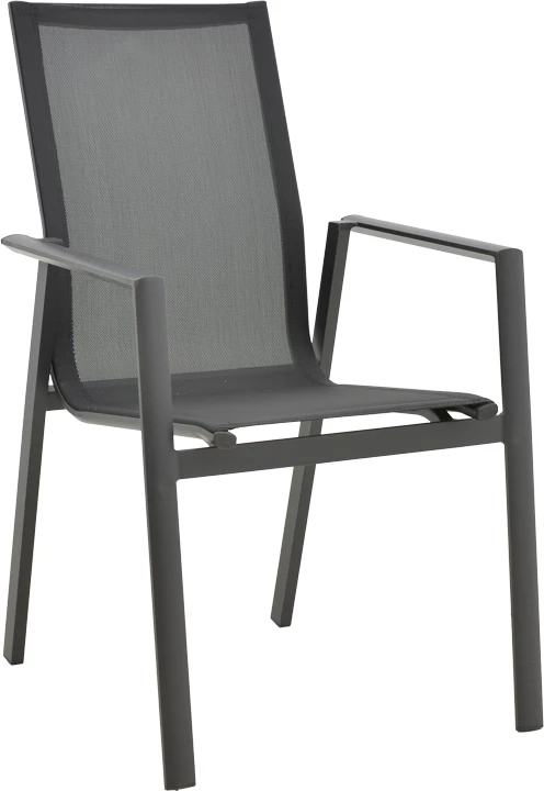 Karrige për kopsht Dashiell metalike e zezë textilene e zezë 71x58x94cm