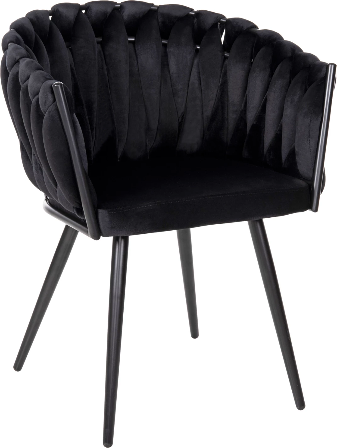Karrige LUANDA FH8741.04, kadife e zezë, këmbë metalike të zeza, 62x54x79H cm., set prej 2 copë
