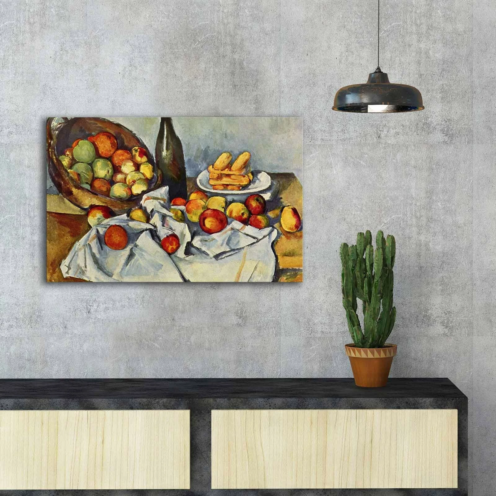 Pikturë dekorative në kanavacë, Le Panier de Pommes, kornizë druri, 45x70cm