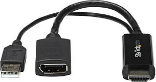Adapter StarTech HDMI në DisplayPort STDP2600, 4K@30Hz, aktiv, USB power, i zi