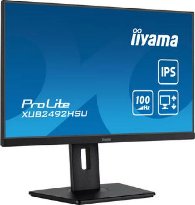 Monitor iiyama ProLite XUB2492HSU-B6 24" IPS 100Hz AdaptiveSync me altoparlantë, USB 3.2 hub, HDMI/DisplayPort, i zi