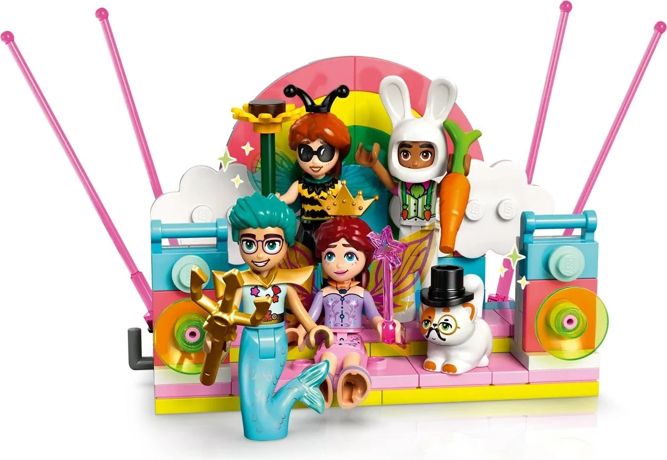 Set lodrash LEGO Friends 42661, 261 pjesë, me 5 minifigura, Party me njëbrirësh dhe zanë