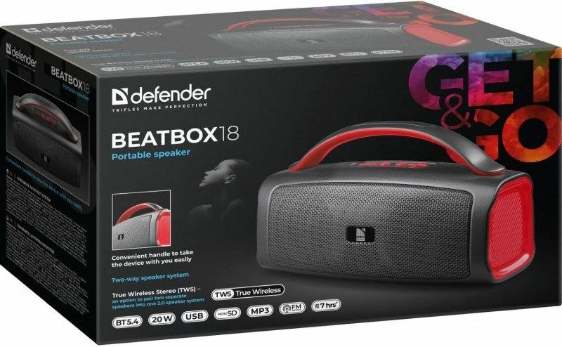 Altavoz bluetooth DEFENDER Beatbox 18 20W 65218, i zi