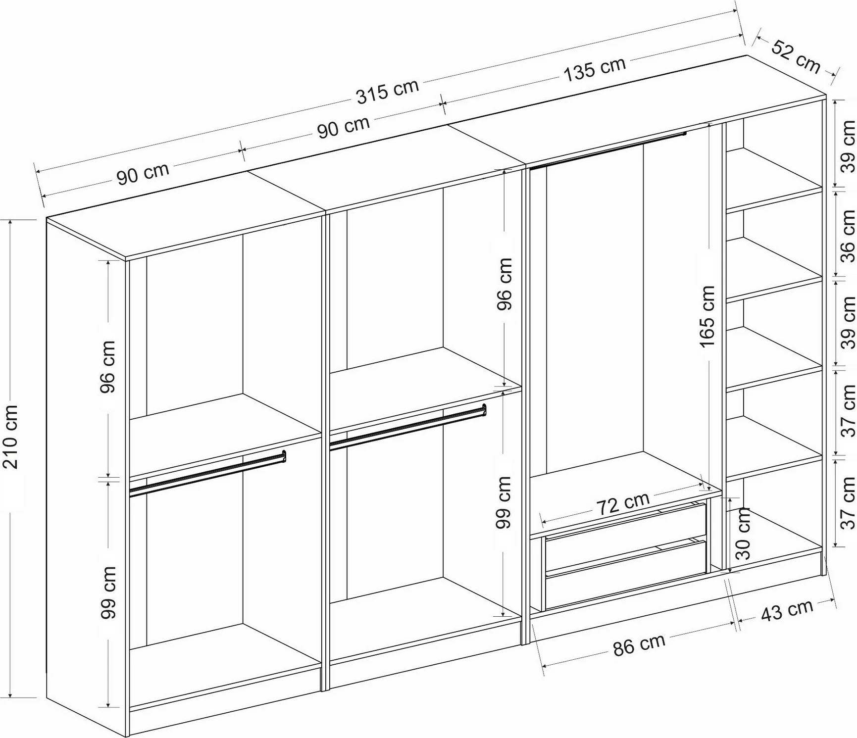 Dollap Skye Decor, anthracite e zi, 6094