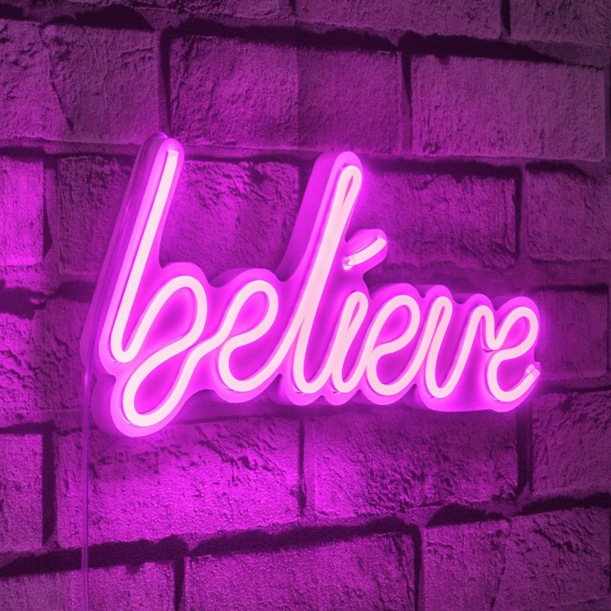 Dritë dekorative LED plastike, 'Believe', ngjyrë rozë