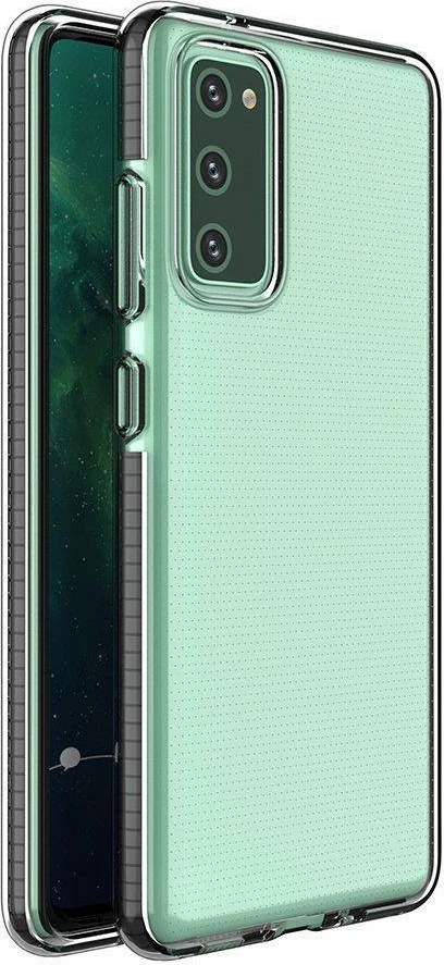 Mbështjellës Hurtel Spring Case për Samsung Galaxy A72, TPU, i tejdukshëm me kornizë të zezë