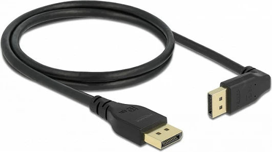 Kabllo DisplayPort DeLOCK 1 m, DP 1.4, 8K, konektor këndor, e zezë