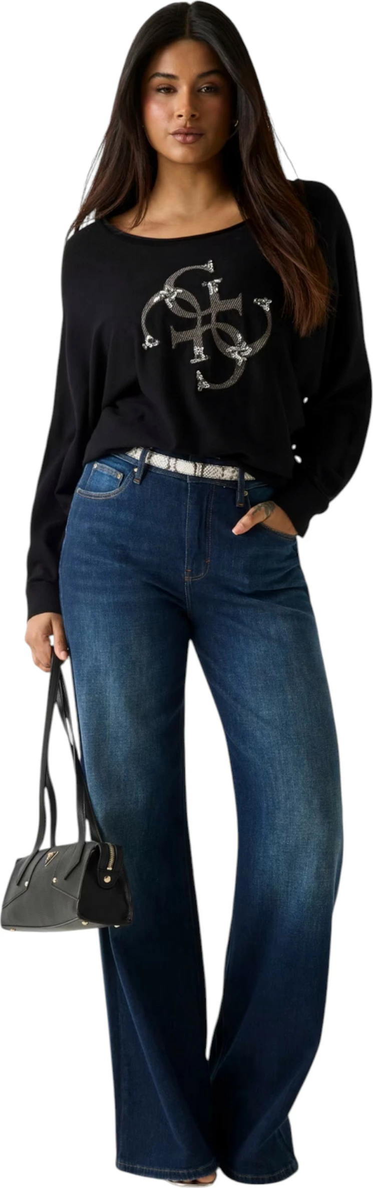 Xhemper për femra Guess Gemma Log W6YR27 Z0975, i zi [Madhësia: M]