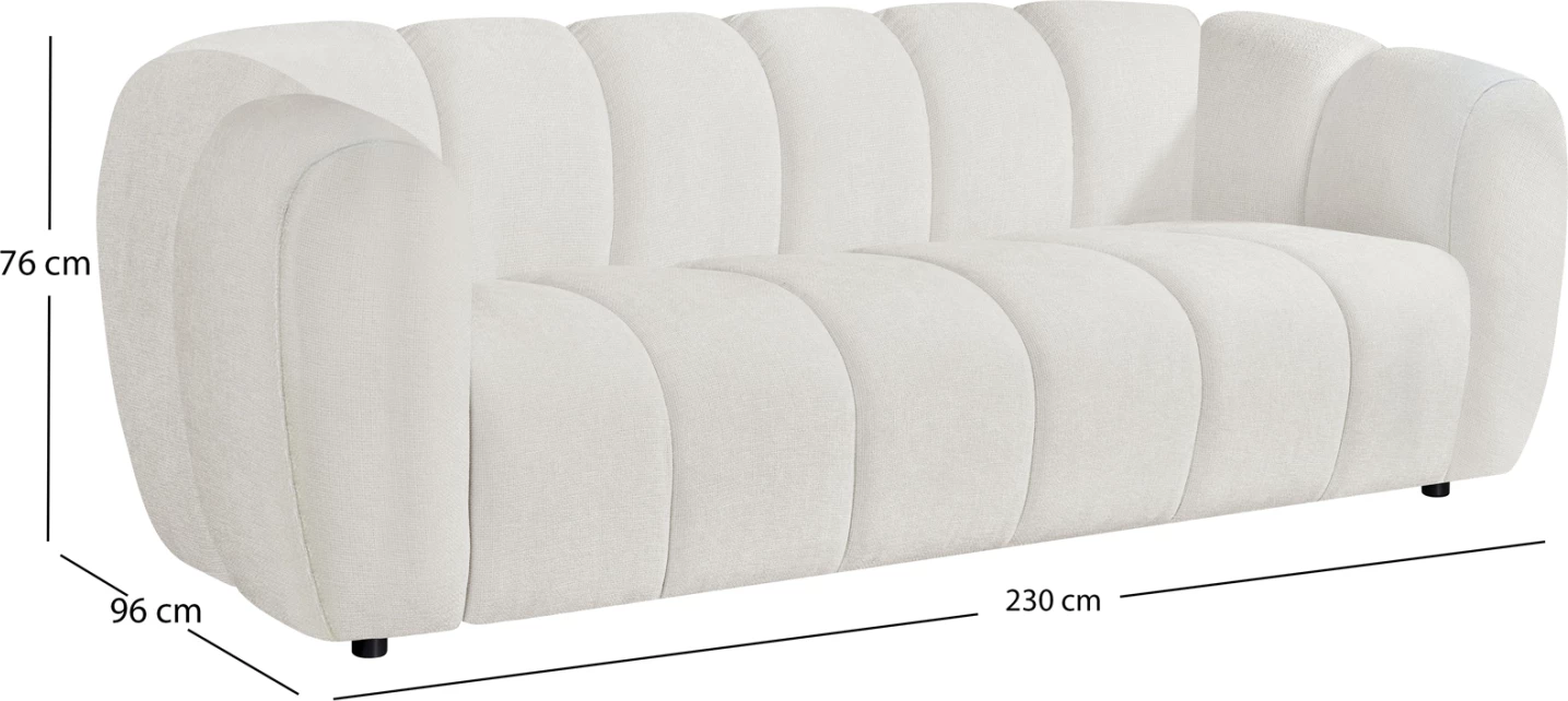 Divan treshe OPALE, material bezhë e çelët, CD3319.02, 230x96x76cm
