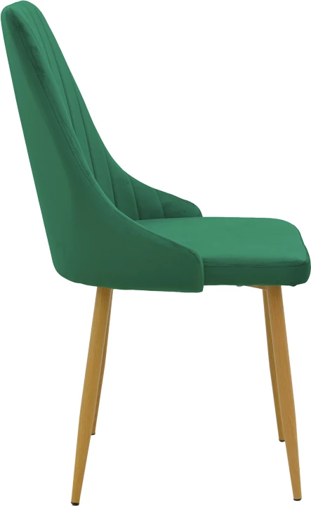 Set 2 karriga Azori, kadife e gjelbër, këmbë metalike natyrale, 49x55x85cm