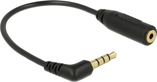 Adapter kabllo audio DeLOCK 0.175m 3.5mm në 2.5mm, këndor, i zi