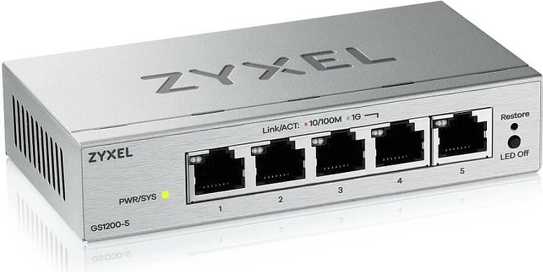 Switch Zyxel GS1200-5V3, 5 Porta Gigabit, Managed L2, Desktop, gri
