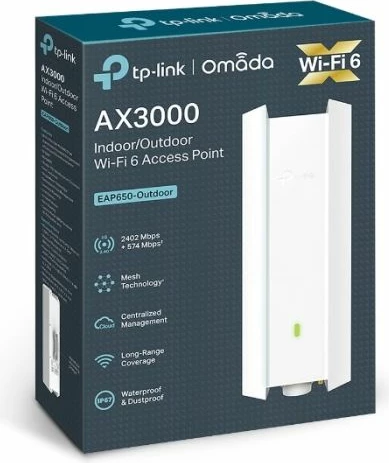 Access Point WiFi 6 outdoor TP-LINK EAP650-Outdoor AX3000 Gigabit, e bardhë