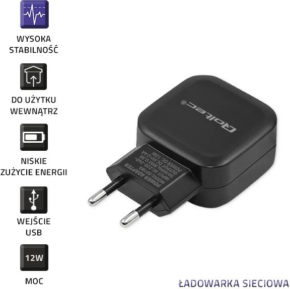 Karikues muri Qoltec 50186, 17W, 2xUSB, 5V, 3.4A, i zi