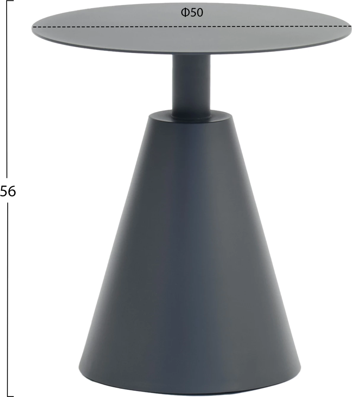 Tavolinë anësore e rrumbullakët për jashtë, SERA, FH6270.01, alumin, ngjyrë gri, Φ50x56Hcm