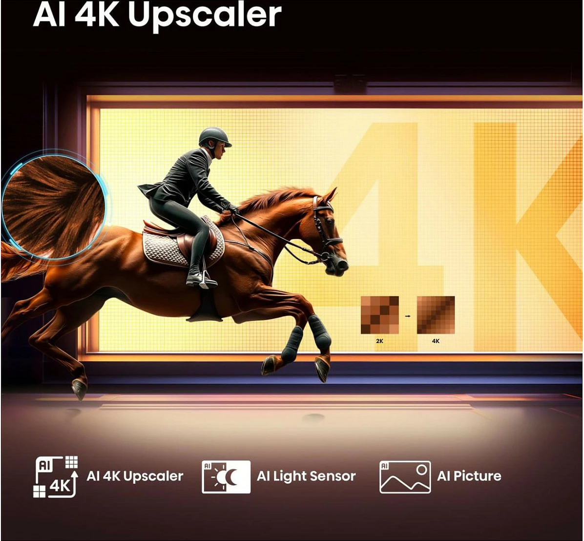 Televizor Smart Hisense 43E77Q, 43", 4K UHD, QLED, Wi‑Fi, i zi