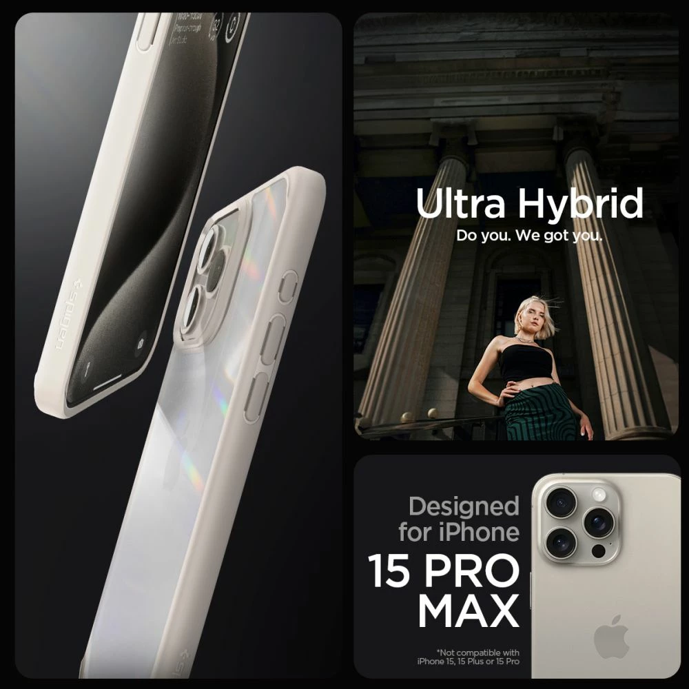 Mbështjellës Spigen Ultra Hybrid për iPhone 15 Pro, Titanic