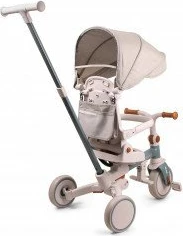 Tricikël fëmijësh Milly Mally Zippy, 12+ muaj, 25 kg max, ulëse rrotulluese 180°, rrota shkumë, kornizë çeliku, me tendë dhe shtytës prindi, Blu