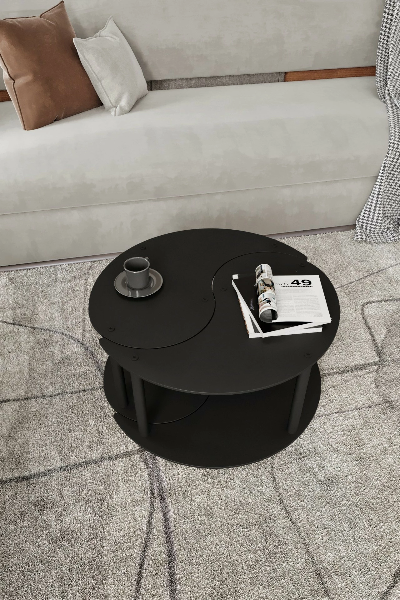 Set tavolinash kafeje Skye Decor, Yin Yang 2, e zezë