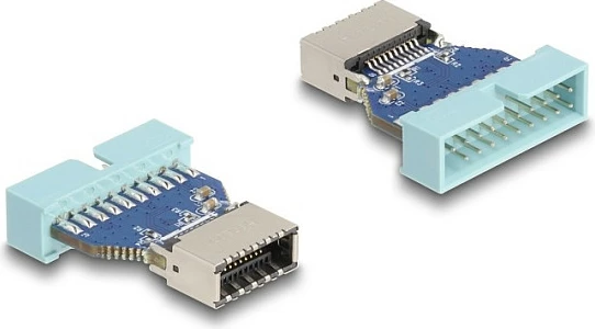 Adapter USB DeLOCK 19-pin Header (Male) në Internal USB Type-E Key A (Female), USB 3.2 Gen 1 5Gbps, blu