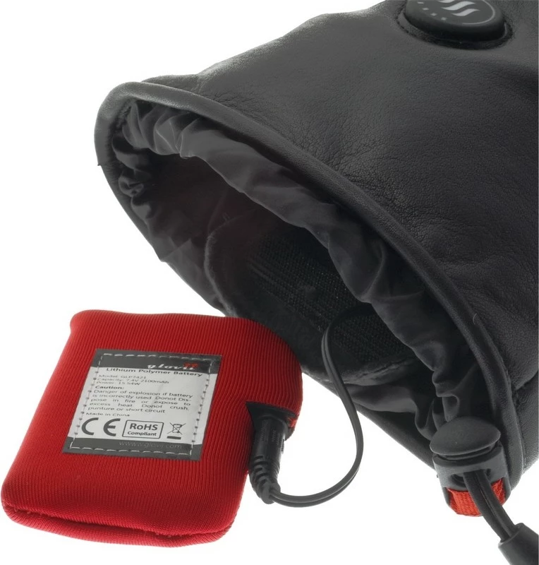 doreza moto me nxemje Glovii GS1, 2100mAh, size L, e zezë, set me 2 bateri + karikues + adaptera + çantë