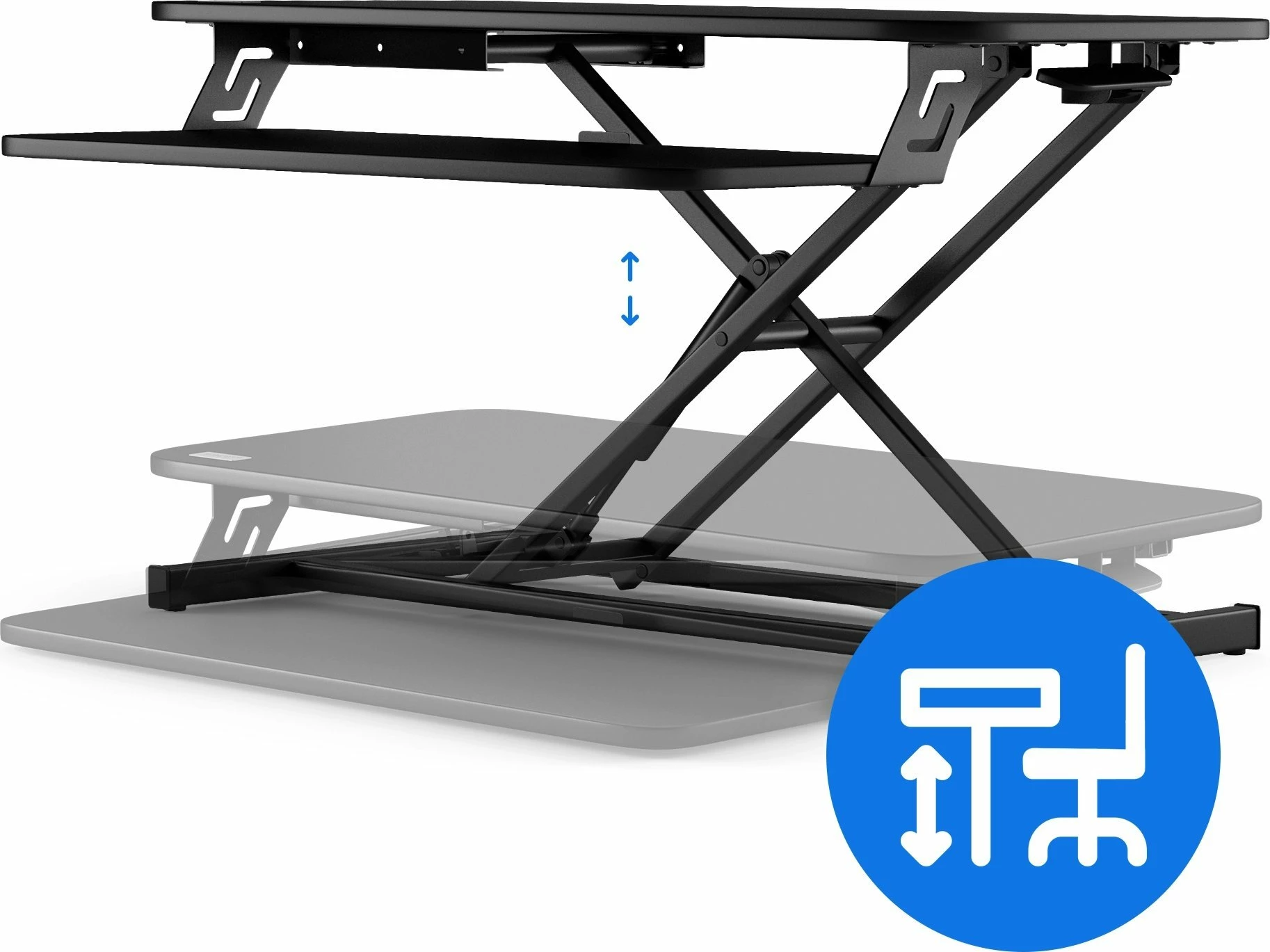 Konvertues tavoline zyre SENSE7 Office Converter 81 x 40 cm, rregullim lartësie 12.5-49 cm, i zi