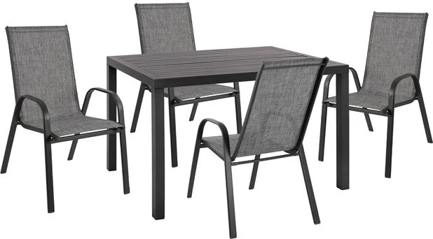 Set kopshti tavolinë & karrige Leon FH10525, 5 pjesë, hiri
