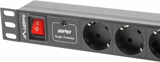 Shirit rryme PDU 19\" 1U Lanberg PDU-07F-0200-BK, 7x Schuko, kabllo 2 m, 16A/4000W, i zi