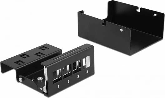 Patch panel DeLOCK Keystone 4-port, metal, montim mur/DIN rail, i zi