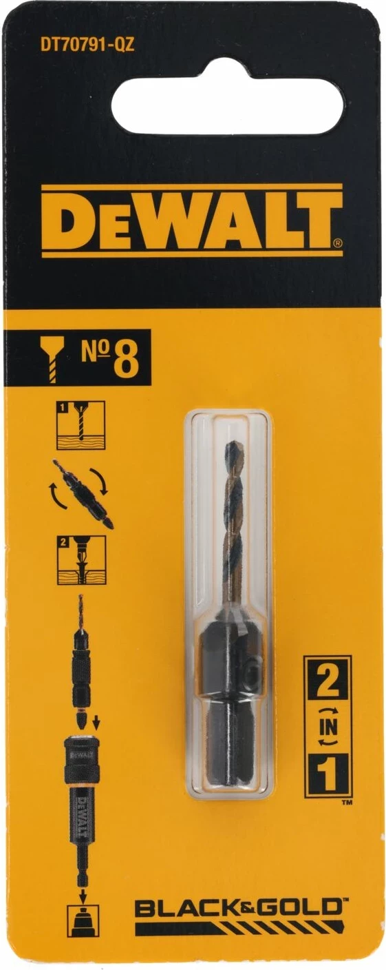 Bit 2-në-1 Dewalt DT70791 No.8 për shpim dhe fundosje (Quick Clamp), 1 copë