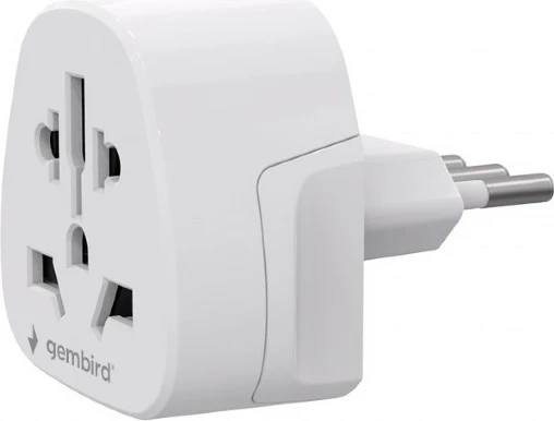 Adapter udhëtimi rryme, Gembird, A-AC-ITMINTF, 10A, universal në prizë italiane 3-pin (CEI 23-50), e bardhë