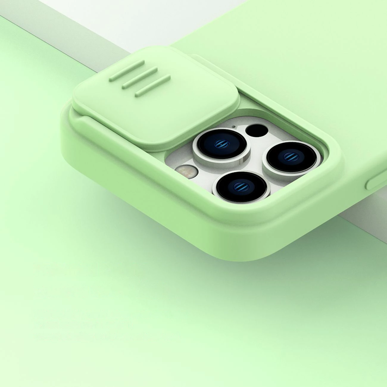 Mbështjellës Nillkin CamShield Silky Silicone për iPhone 14 Pro Max, MagSafe, kapak kamere, Kaltër