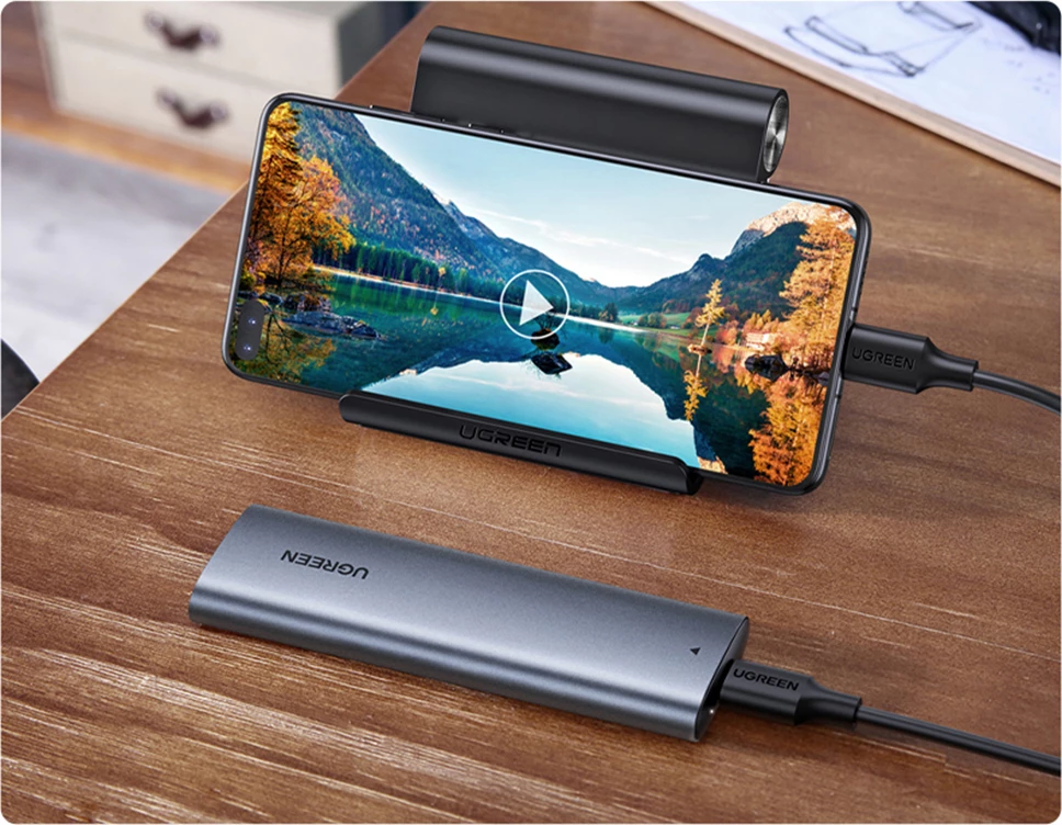 Kasë Ugreen CM400 për SSD M.2 B-Key SATA, USB 3.2, 5Gbps, Gri