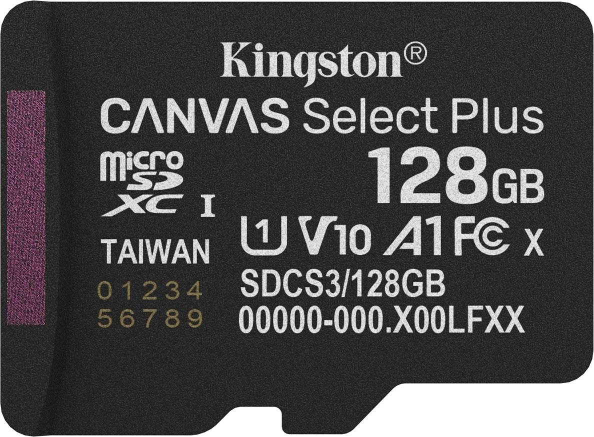 Kartelë memorie Kingston Canvas Select Plus microSDXC 128GB me adapter, e zezë