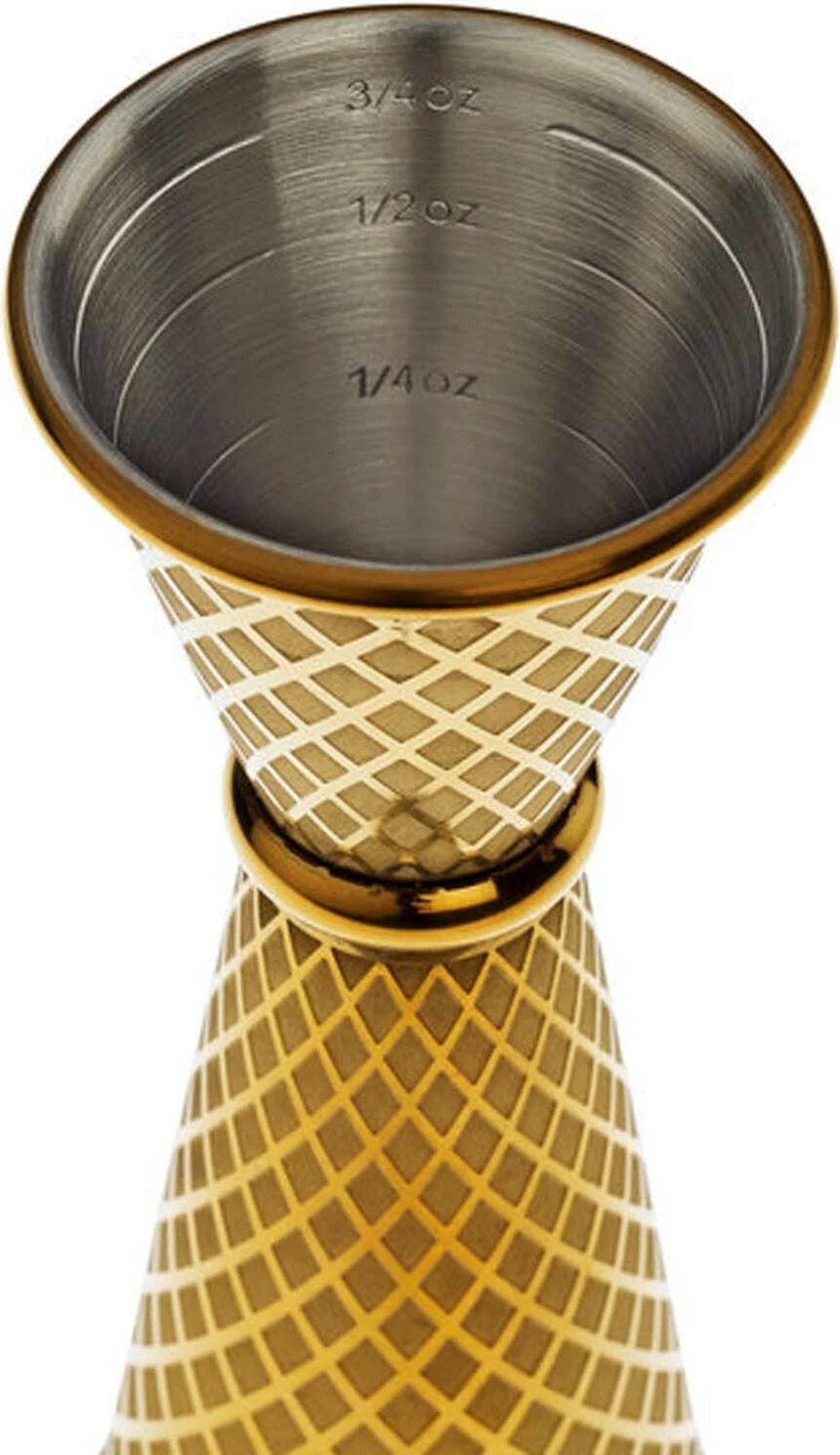 Jigger matës koktejesh, BarFly, Diamond Lattice stil japonez, 30/60 ml, çelik inox 18/8, ari