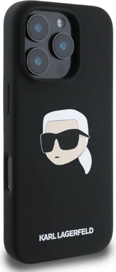 Mbështjellës Karl Lagerfeld Silicone Karl Head Print MagSafe për iPhone 16 Pro Max, Zi
