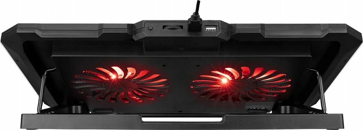 Mbajtës ftohës për laptop Rampage AD-RC12 GameZone, 2x120mm, RGB, 2x USB 2.0, 15-17\", i zi, me kabllo USB