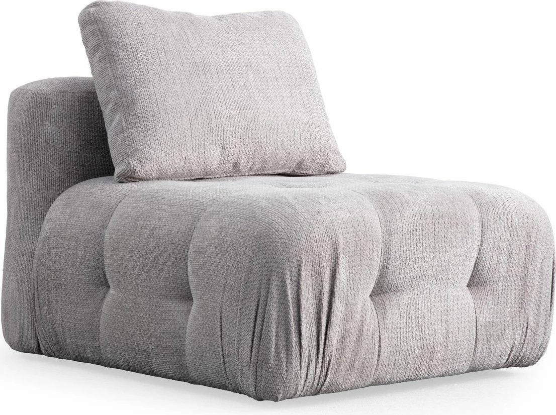 Këndare Amaris, 3 vende me pouffe, ngjyrë gri e çelët