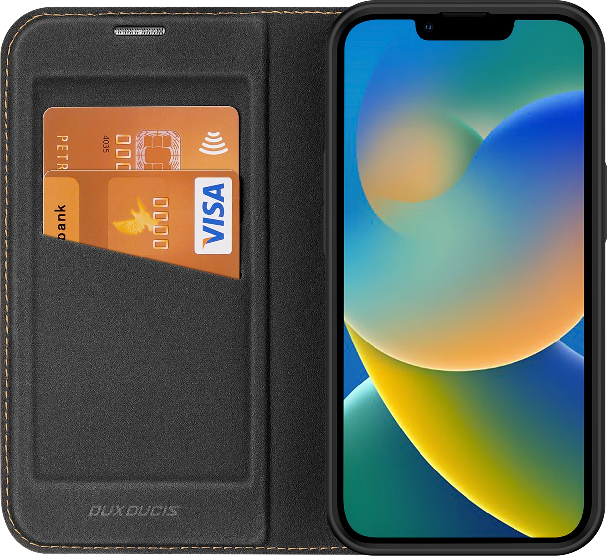 Mbështjellës Dux Ducis Skin X2 për iPhone 14 Plus, me kapak magnetik, i zi