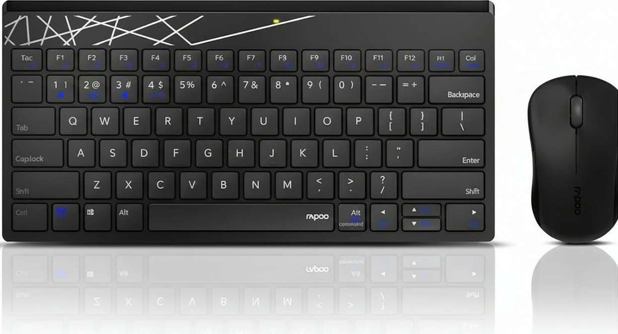 Set tastierë dhe maus Rapoo 8000M, mini wireless/Bluetooth, QWERTZ, 1300 DPI, i zi