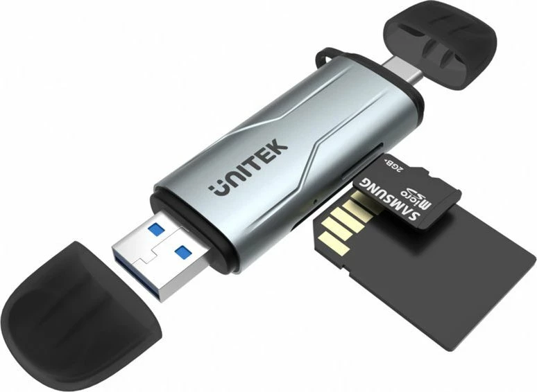 Lexues kartelash SD/microSD Unitek R1010A USB-A/USB-C 5Gbps, gri