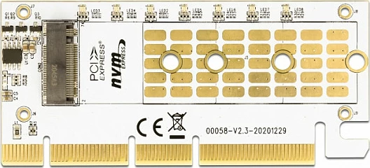 Kartë PCIe DeLOCK adapter për NVMe M.2 Key M, me LED RGB, Gri